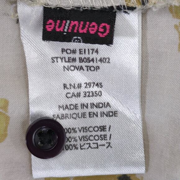 Volcom Women's S Nova Top Button Up Shirt Yellow Rose High-Low Hem Western Prep - Picture 5 of 6